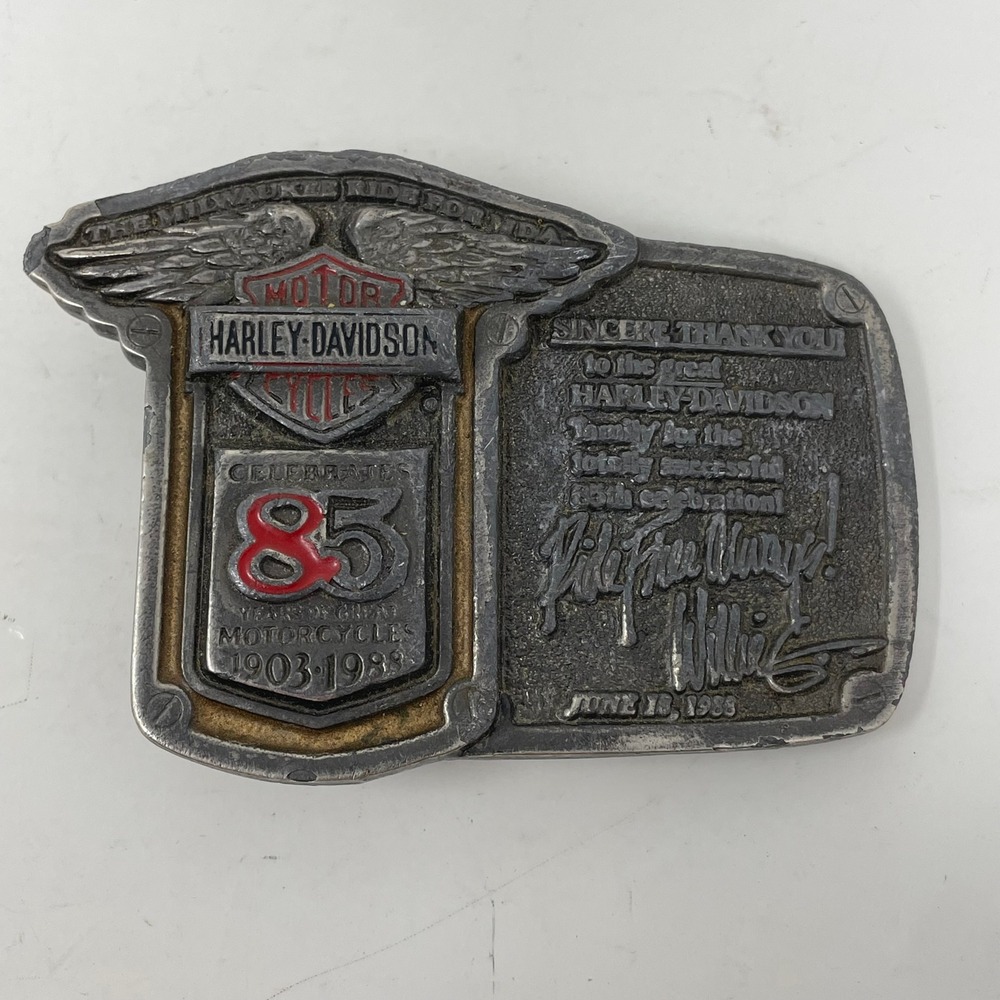 Vintage‎ 1988 Harley Davidson 85th Anniversary Belt Buckle Limited Edition 1537
